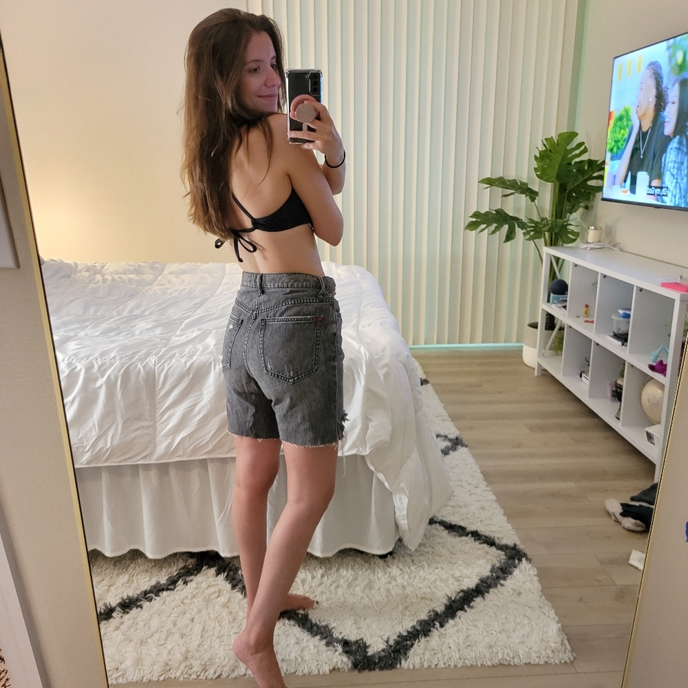 BDG Gray Jean Shorts High-Waisted Fitted